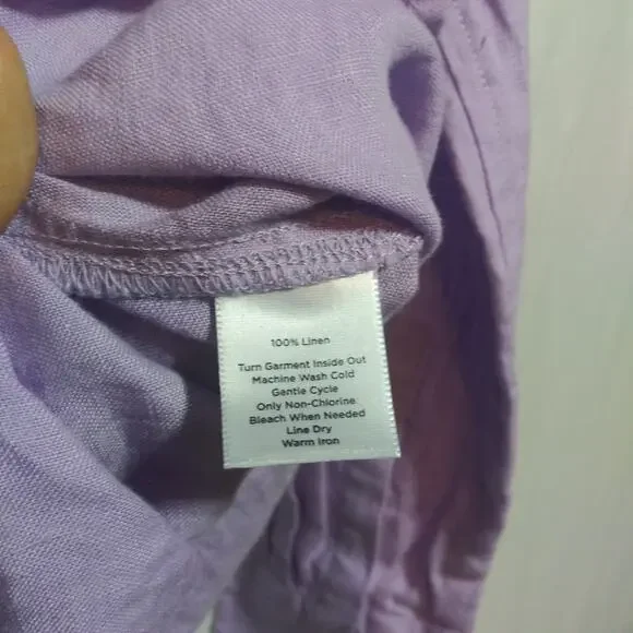 Talbots Pure Irish Linen Lavender Button Up Blouse Top Casual Vacation Size 4 - Picture 7 of 8